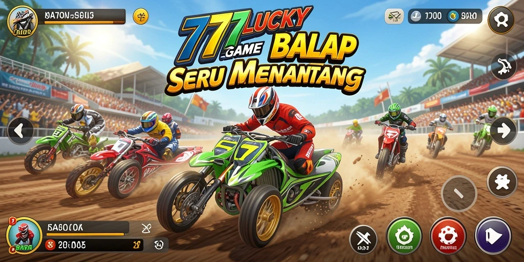Tangkapan layar gameplay 777LUCKY yang mendebarkan saat balapan.
