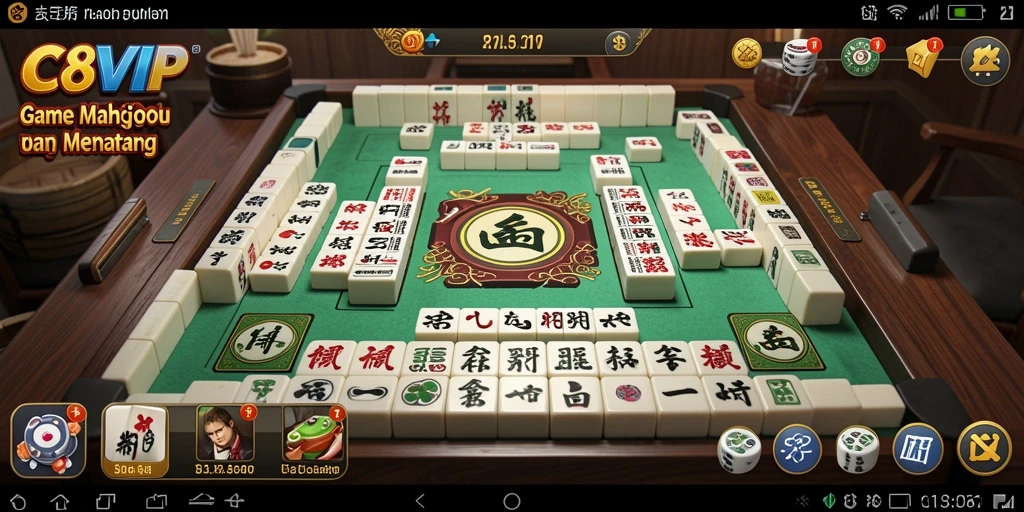Gameplay C8VIP menampilkan strategi cerdas dalam permainan Mahjong.
