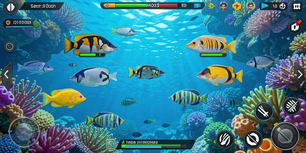 Gameplay seru H03 saat menembak ikan di layar.