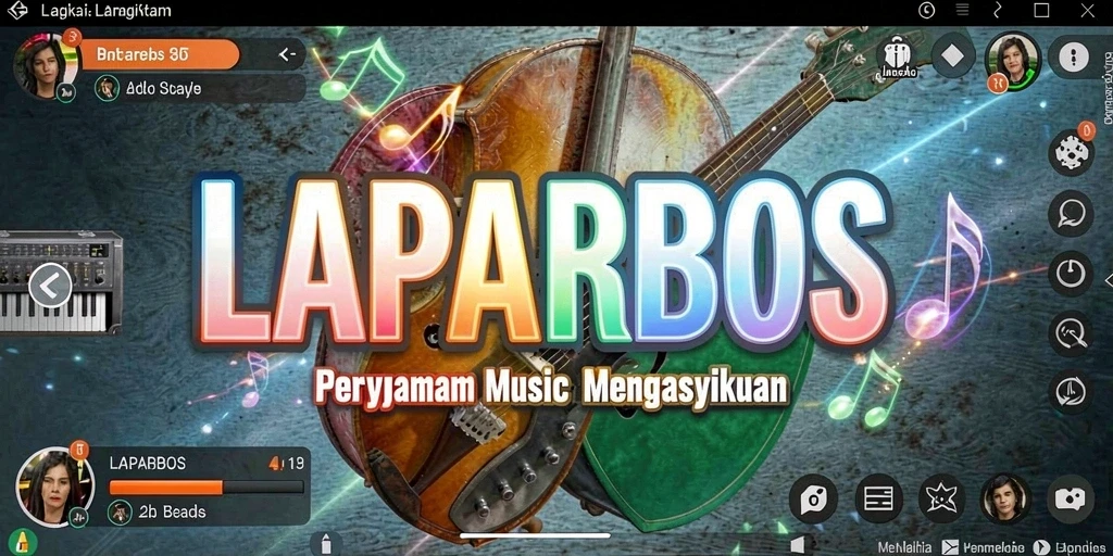 Tampilan gameplay LAPARBOS yang menarik dengan berbagai genre musik.