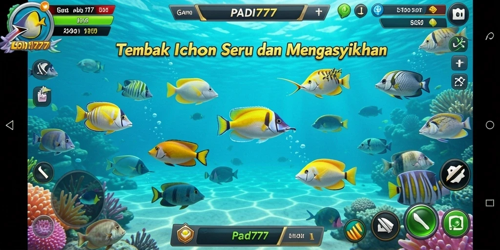 Tampilan screenshot utama PADI777 saat menembak ikan dalam permainan.