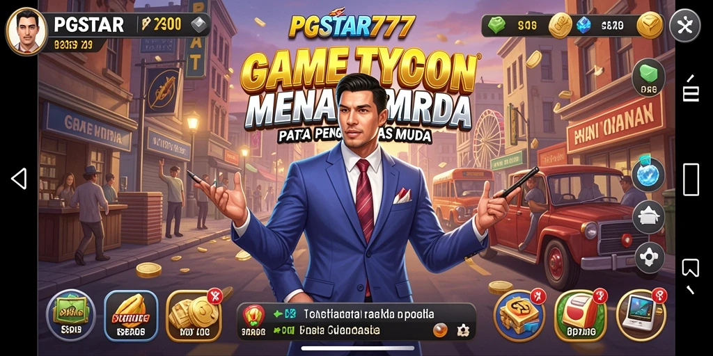 Screenshot gameplay PGSTAR777 menampilkan pengguna membangun kerajaan bisnis yang sukses.