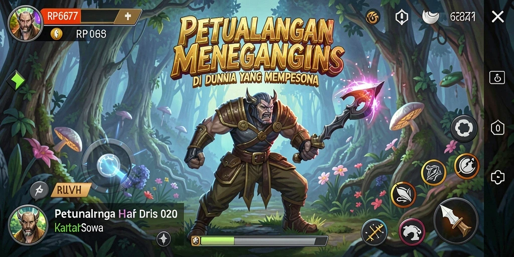 Screenshot menampilkan aksi petualangan seru di dunia RP6677.
