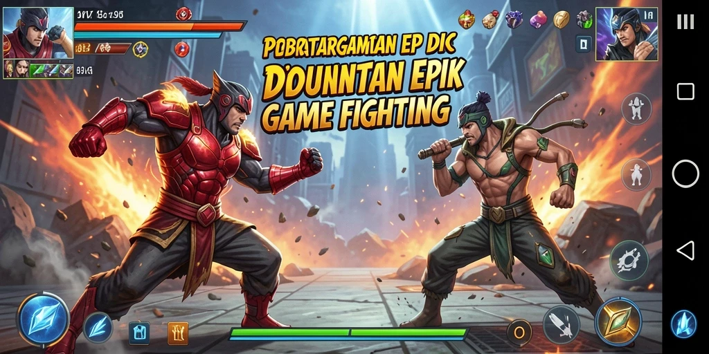 Screenshot pertarungan epik dalam SOBATGAMING yang menampilkan aksi karakter.