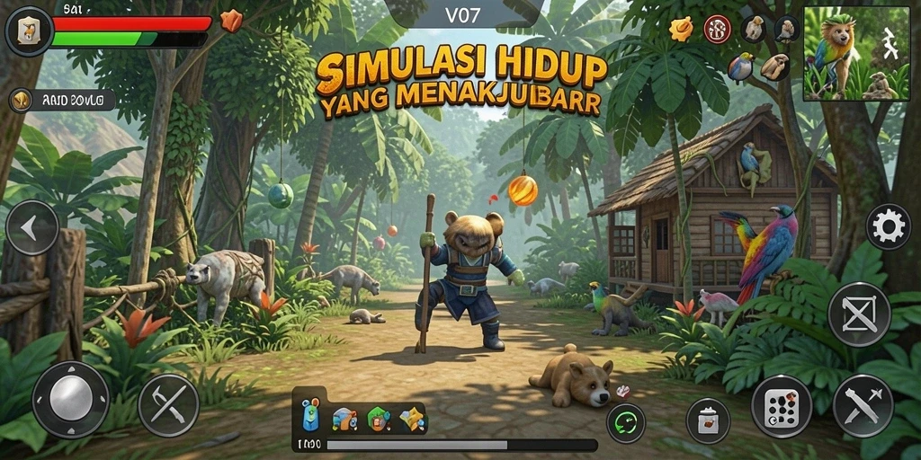 Screenshot V07 menampilkan gameplay simulasi kehidupan yang mendetail.